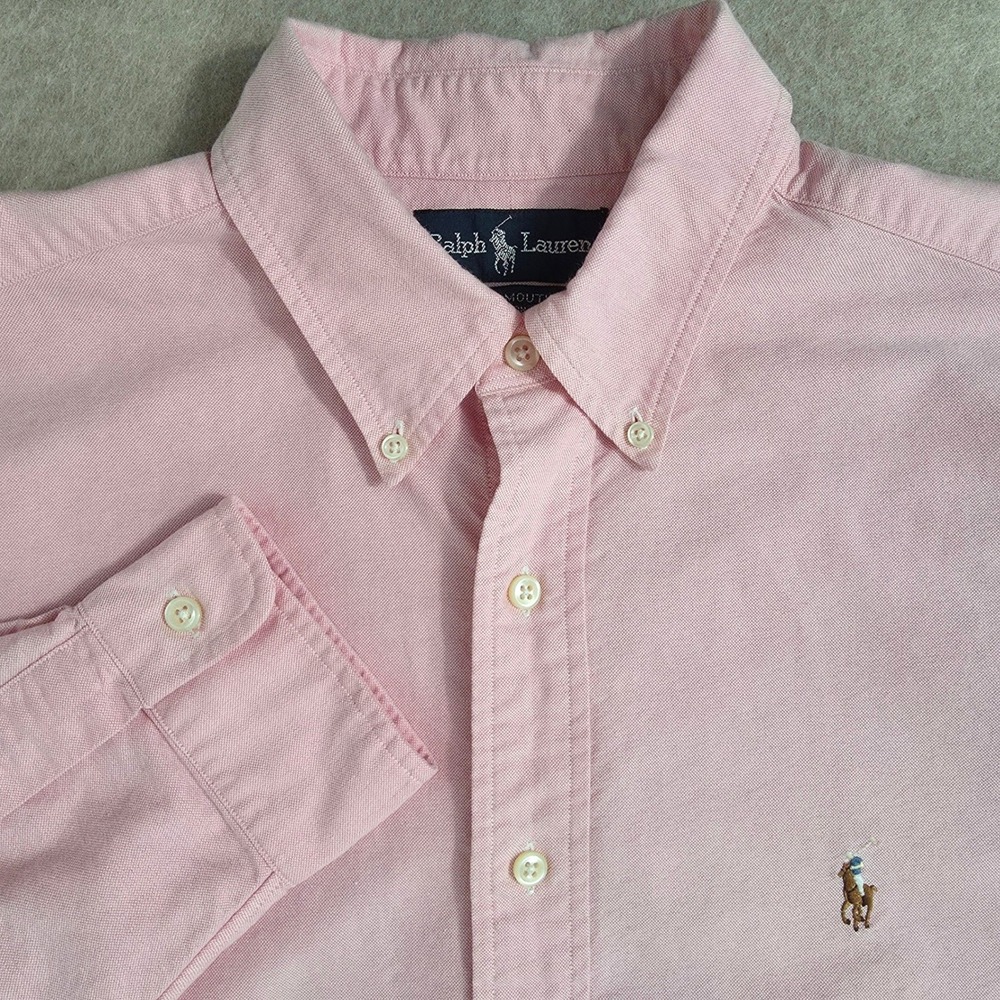 Ralph Lauren Yarmouth Oxford Button Down Shirt Sz 16.5-35 Pink Pony Logo Preppy - Picture 7 of 10